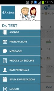nuova app agenda medici menu
